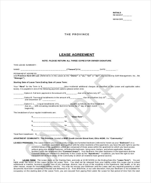 lease agreement form