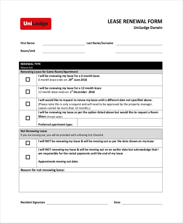 lease renewal form