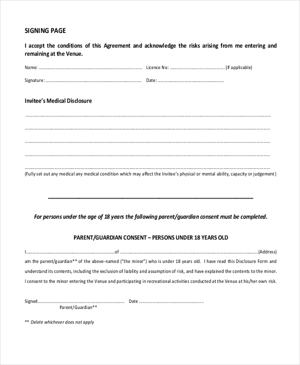 liability disclaimer form template