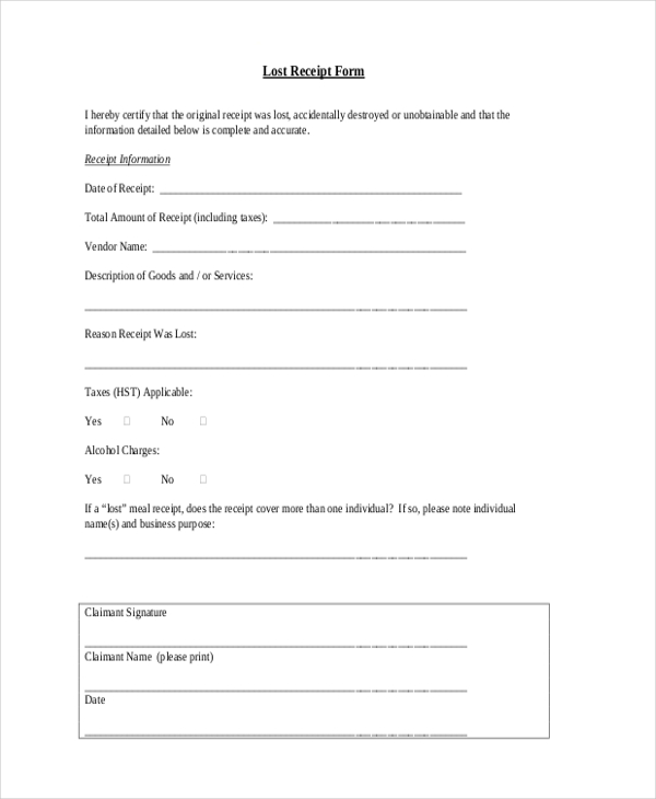 FREE 24 Sample Receipt Forms In PDF Excel