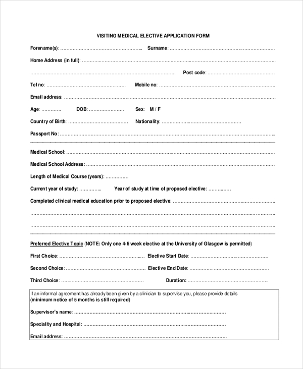 medical application form