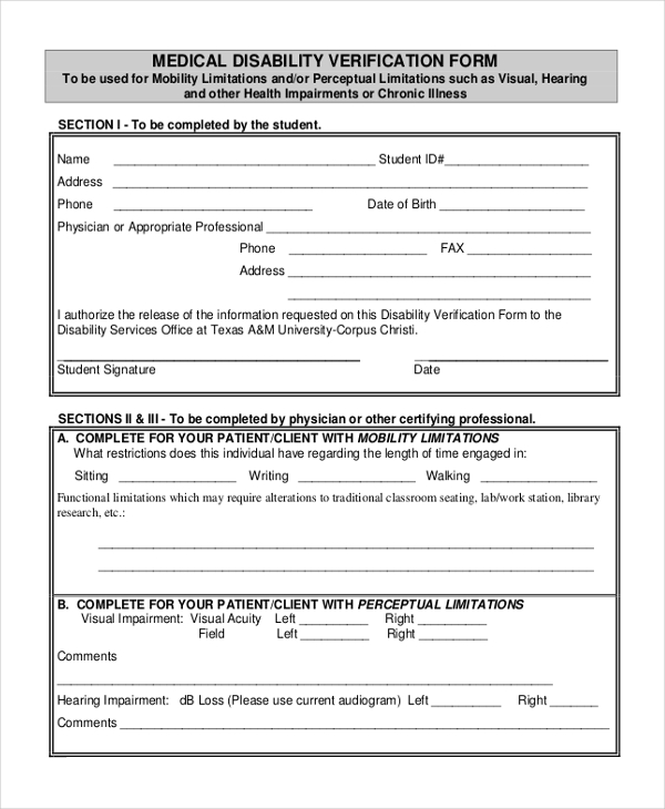 Printable Disability Forms Printable Forms Free Online