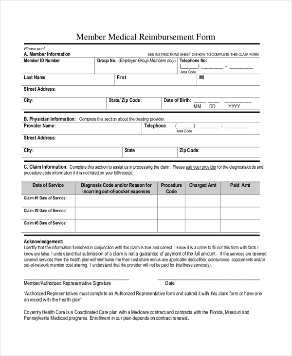 FREE 18+ Sample Reimbursement Forms in PDF MS Word Excel