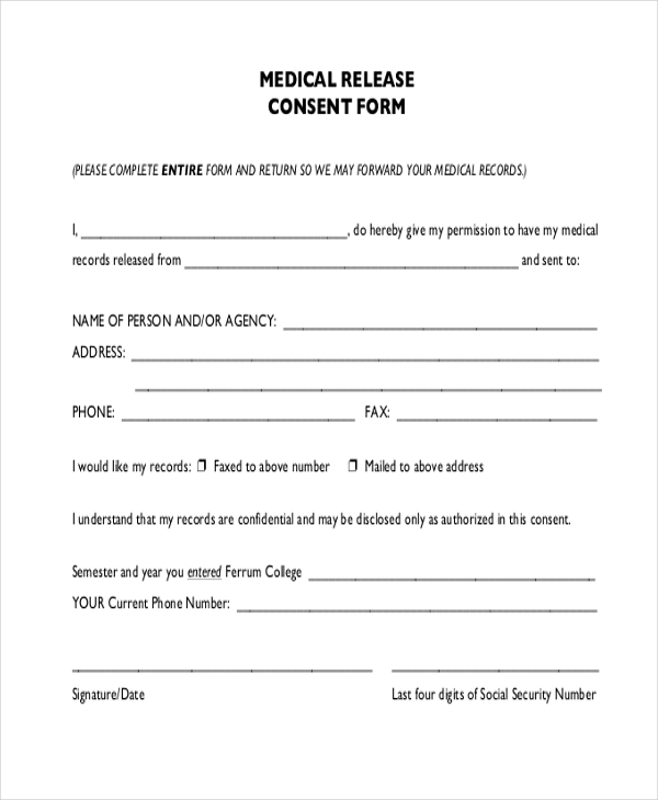 medical release consent form