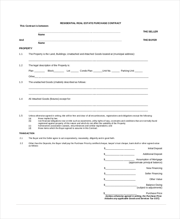 FREE 8+ Sample Offer To Purchase Real Estate Forms in PDF | MS Word