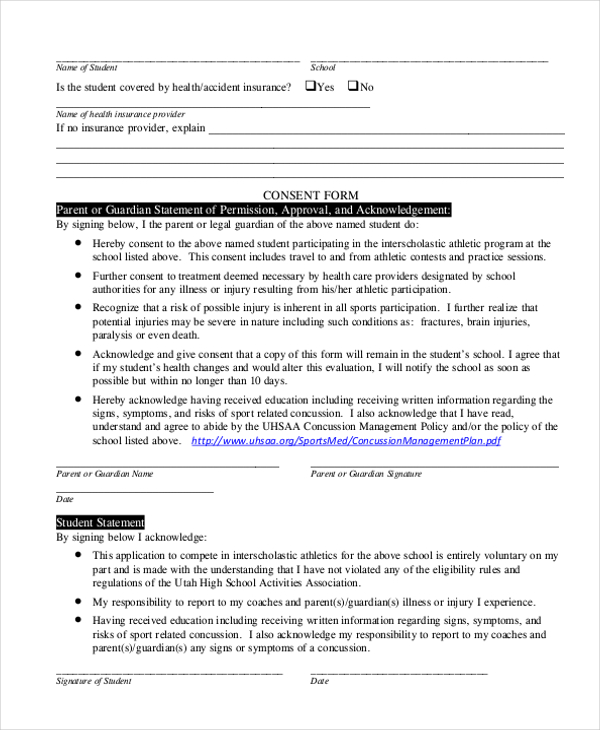 pre participation health examination form