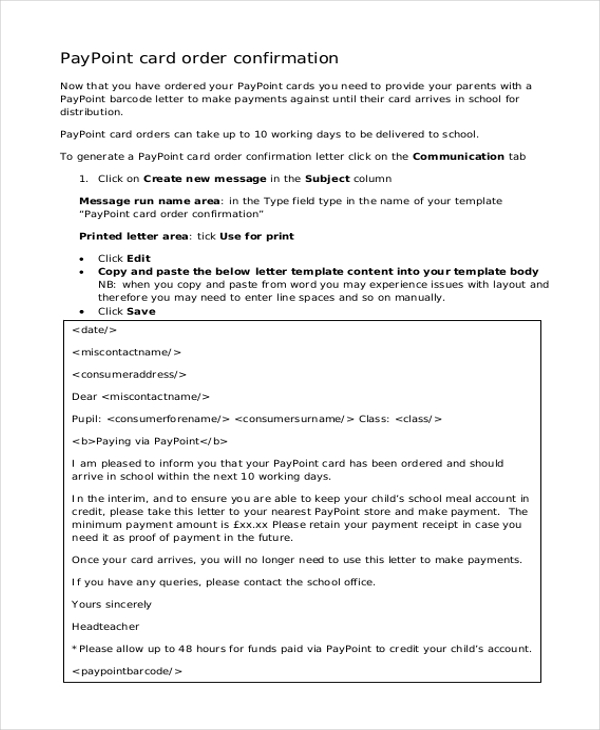 Brady Order Confirmation Example.pdf FREE 14+ Order Confirmation Form Samples, PDF, MS Word, Google Docs, Excel