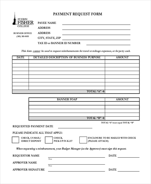 Payment form. Payment request. Request.