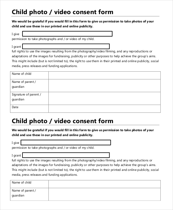 picture taking release form