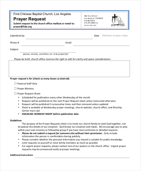 prayer request submission form