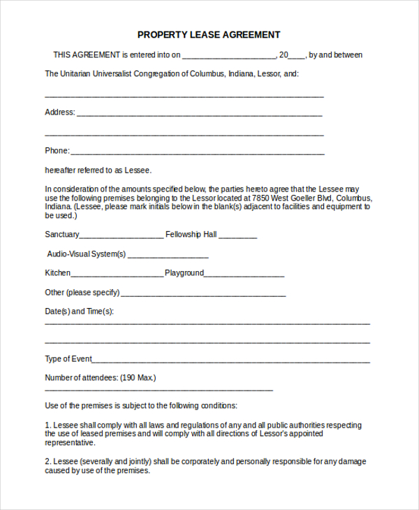 Free 17 Sample Lease Agreement Forms In Pdf Ms Word 5695