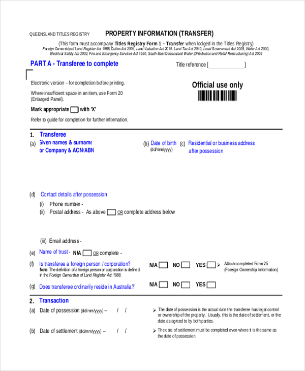 property ownership transfer form