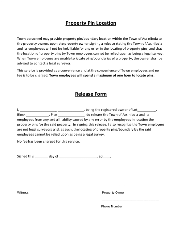 property pin location release form