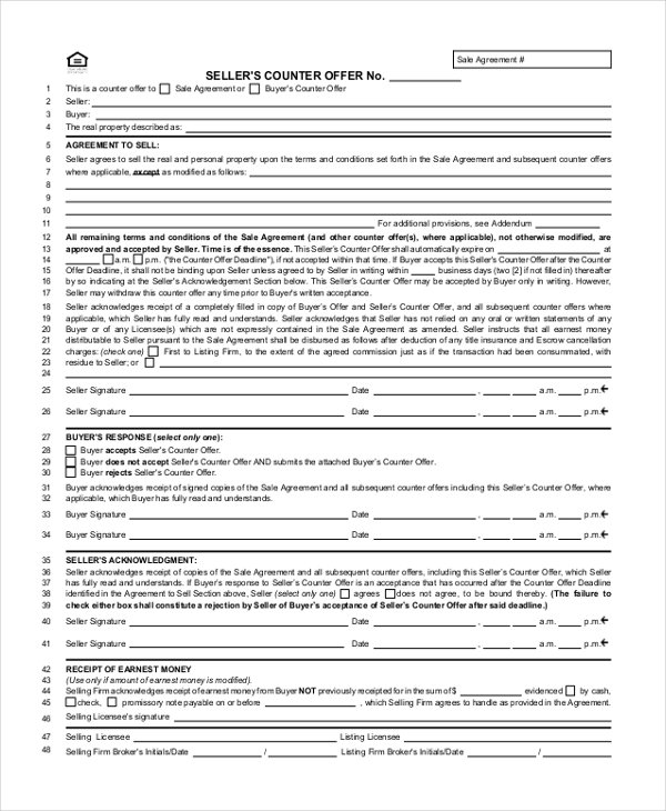 Free Printable Real Estate Counter Offer Form Printable Forms Free Online