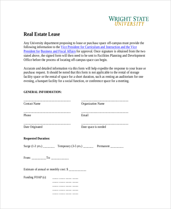 real estate lease form