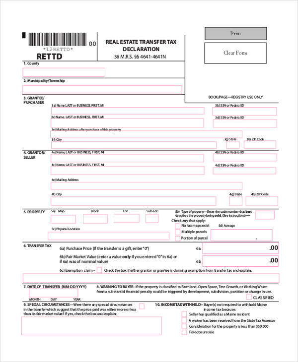 FREE 10+ Sample Property Transfer Forms in PDF Word XLS