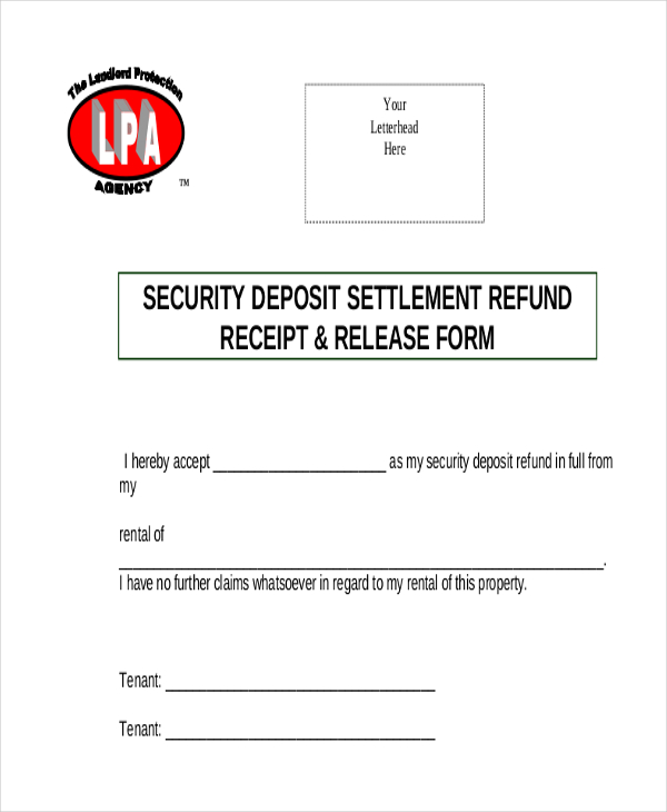 FREE 9 Sample Security Deposit Refund Forms In PDF MS Word
