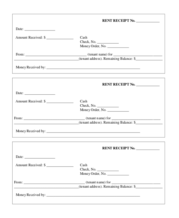 rent payment receipt form