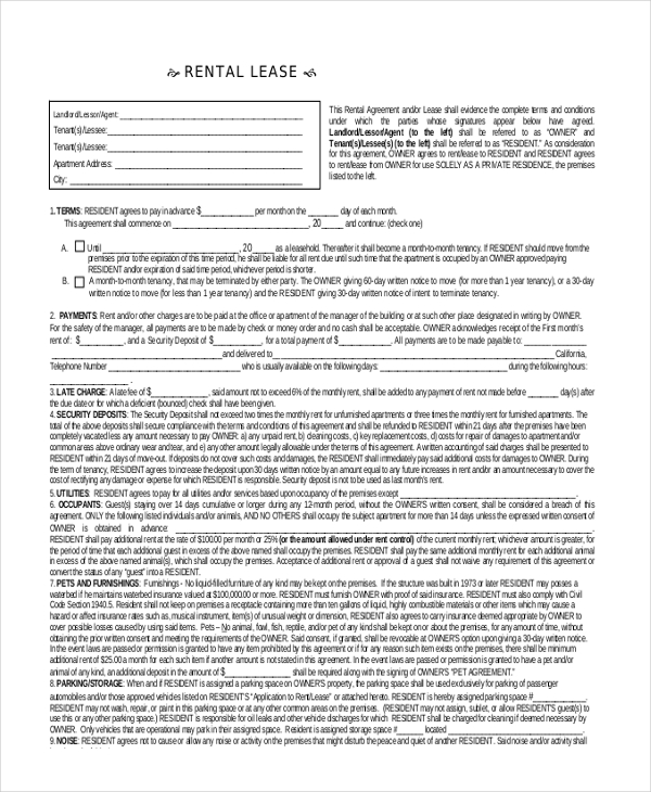 rental lease form