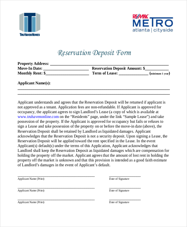 FREE 25+ Reservation Form PDF, MS Word, Google Docs