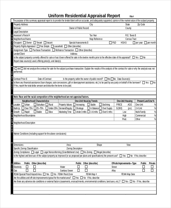 residential appraisal form