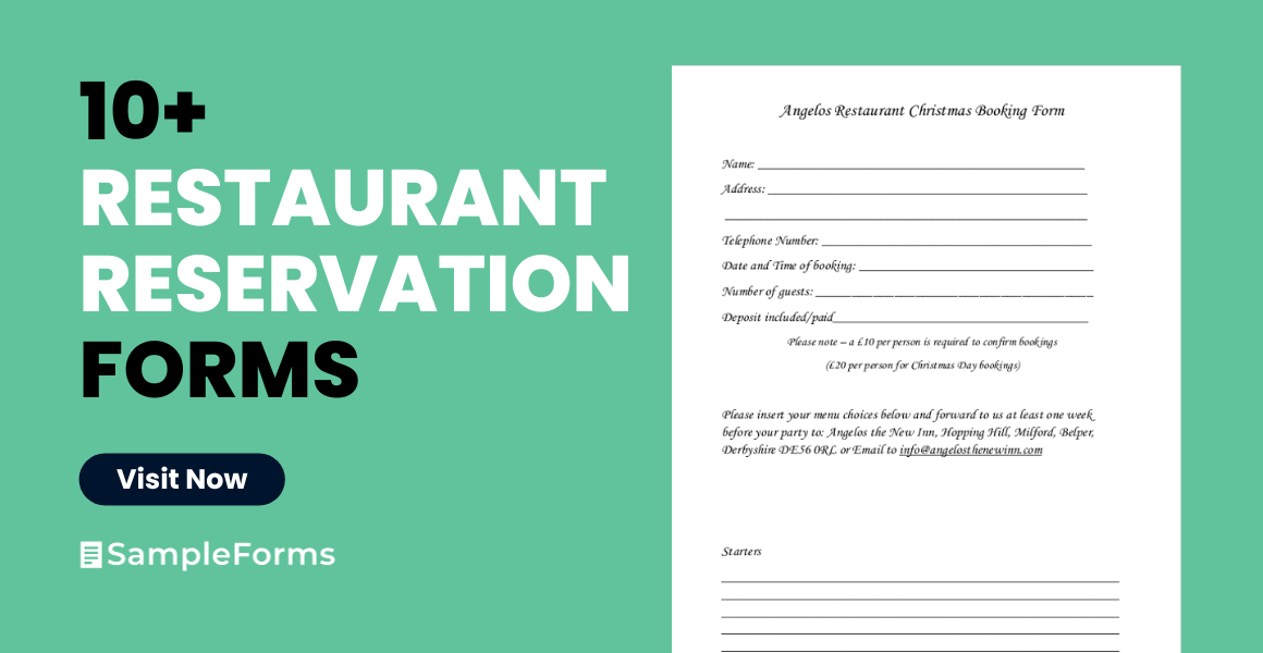 restaurant reservations form