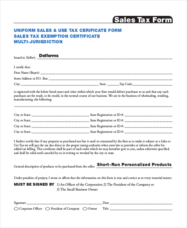 sales tax form