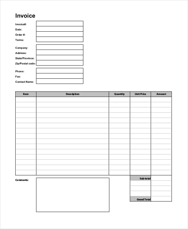 sample business invoice form