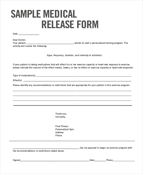 Authorization To Release Medical Records Form Template DocTemplates