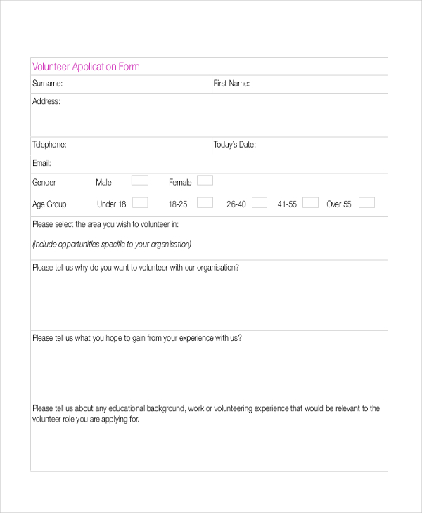 Volunteer Interest Form Template from images.sampleforms.com