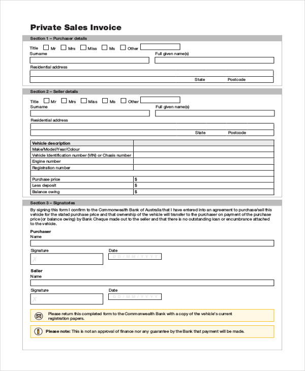 sample of sales invoice form
