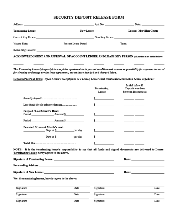 security deposit release form