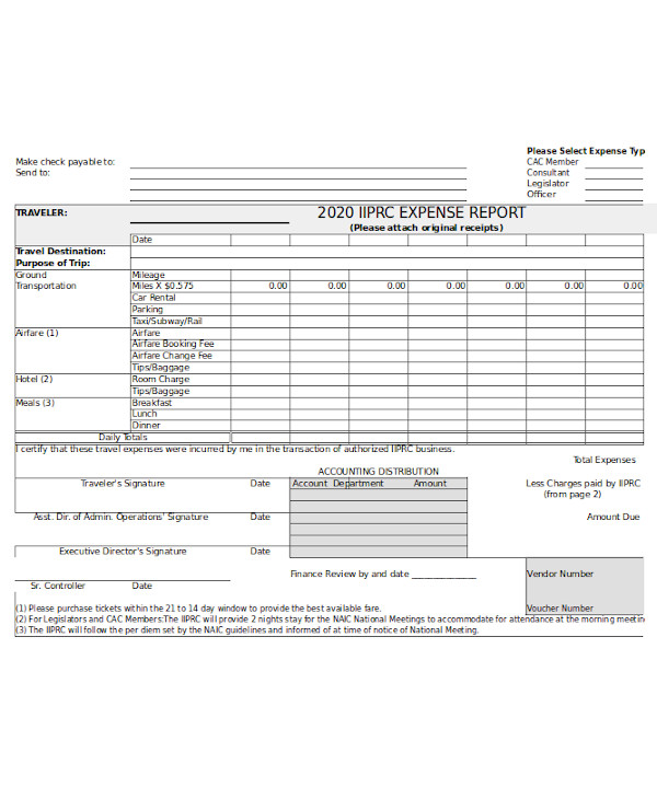 simple expense report form