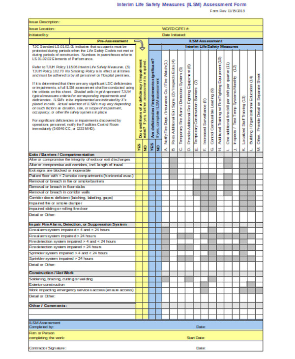 FREE 9+ Sample Insurance Assessment Forms in PDF | Excel | MS Word
