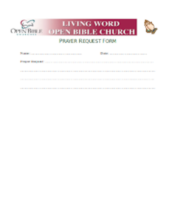 FREE 11 Sample Prayer Request Forms In PDF Word