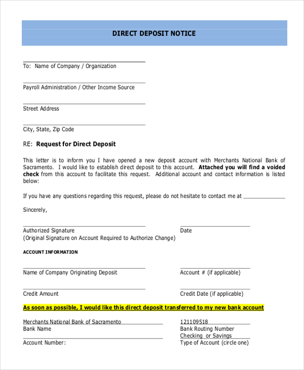 Free 8 Sample Social Security Direct Deposit Forms In Pdf Ms Word 7384