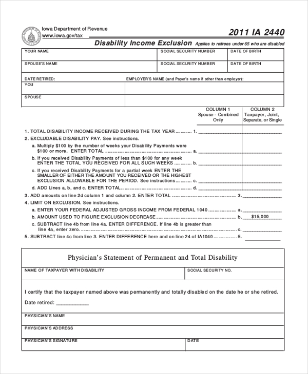 social security disability tax form