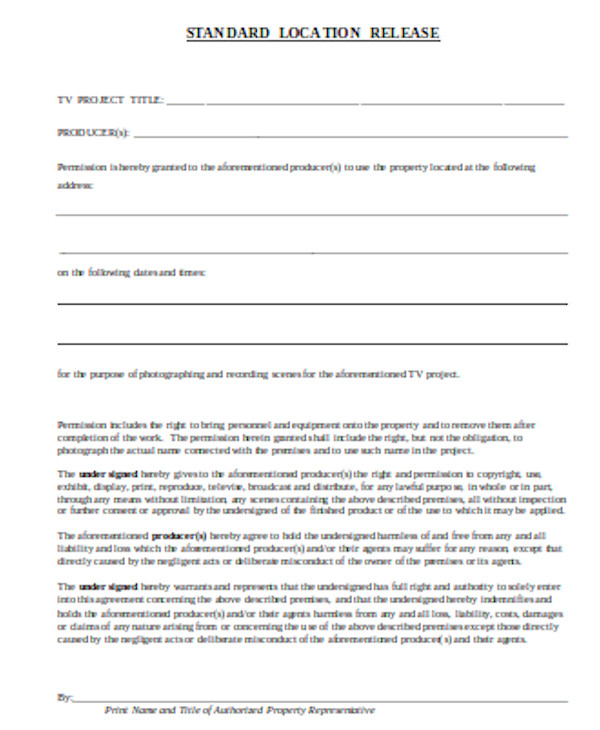 Free 10 Sample Location Release Forms In Pdf Ms Word - Form example ...