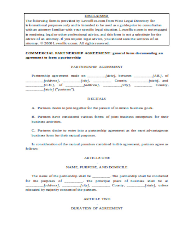 FREE 13+ Sample Partnership Agreement Forms in PDF | MS Word