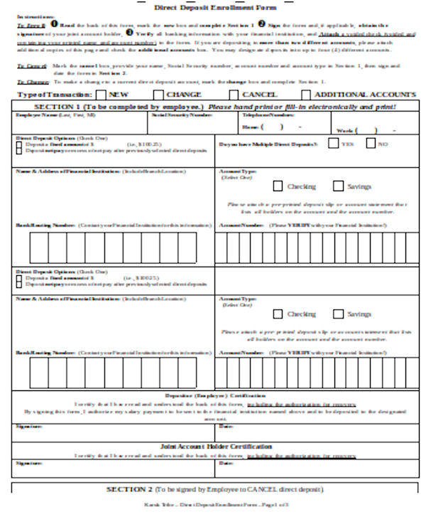 FREE 8+ Sample Social Security Direct Deposit Forms in PDF MS Word
