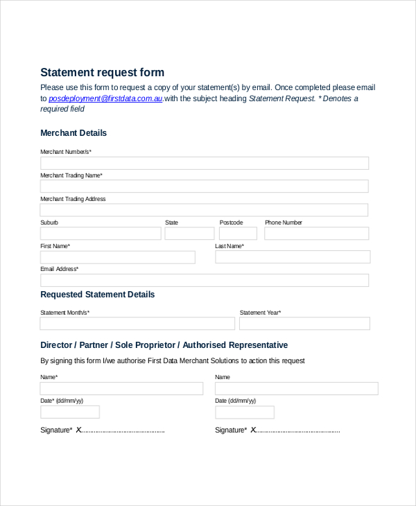 statement request form