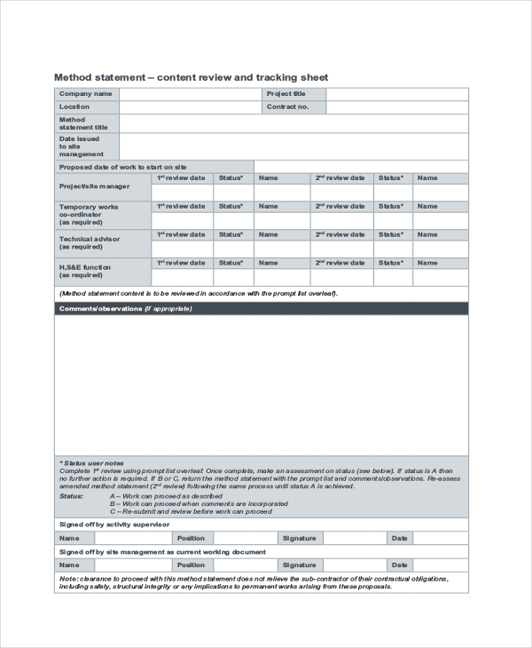 statement review form