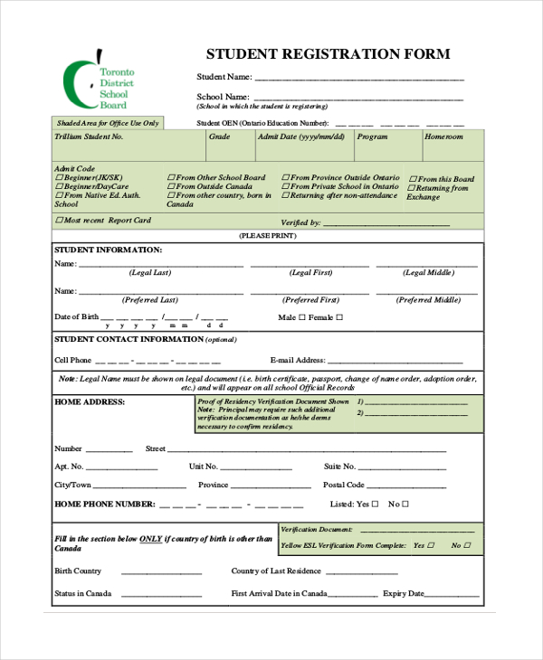 FREE 23 Sample Registration Forms In PDF Excel Word