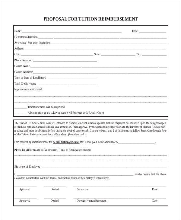 tuition reimbursement proposal form