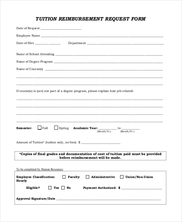 tuition reimbursement request form