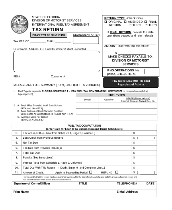 tax return form