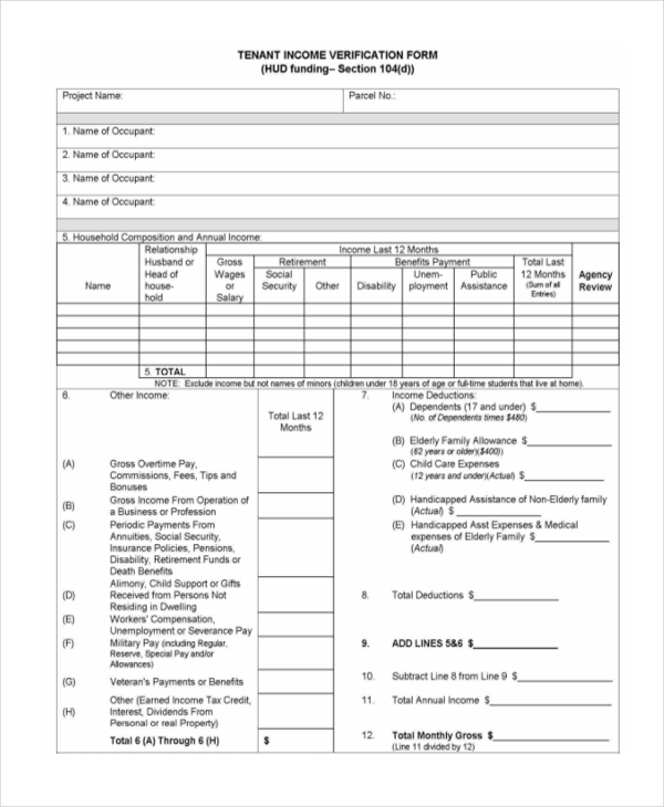 tenant income verification form