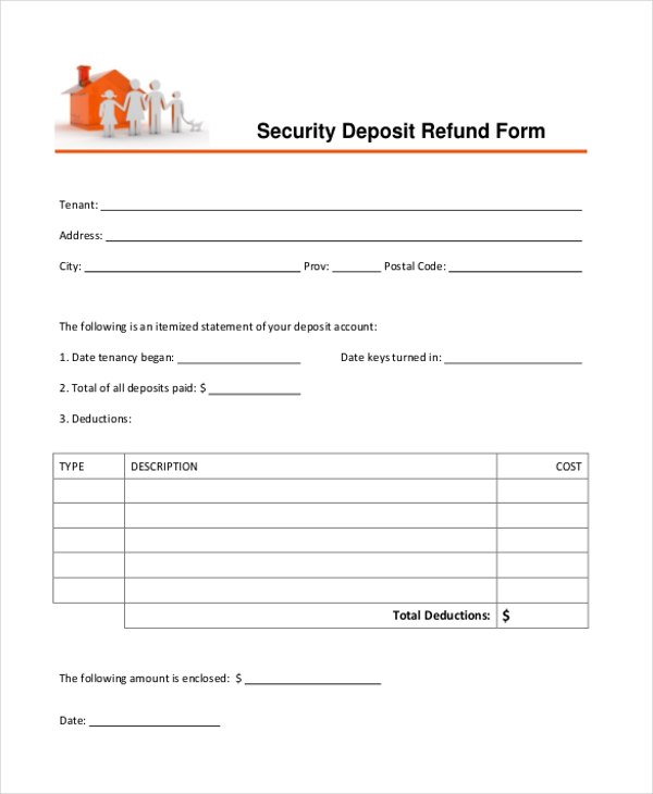 FREE 9+ Sample Security Deposit Refund Forms in PDF MS Word