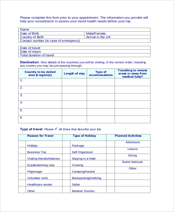 travel insurance medical assessment form1
