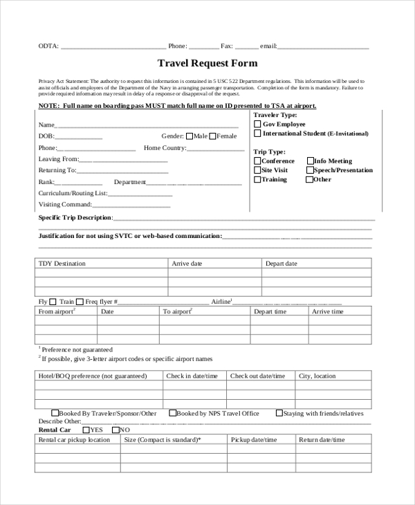 travel request form1